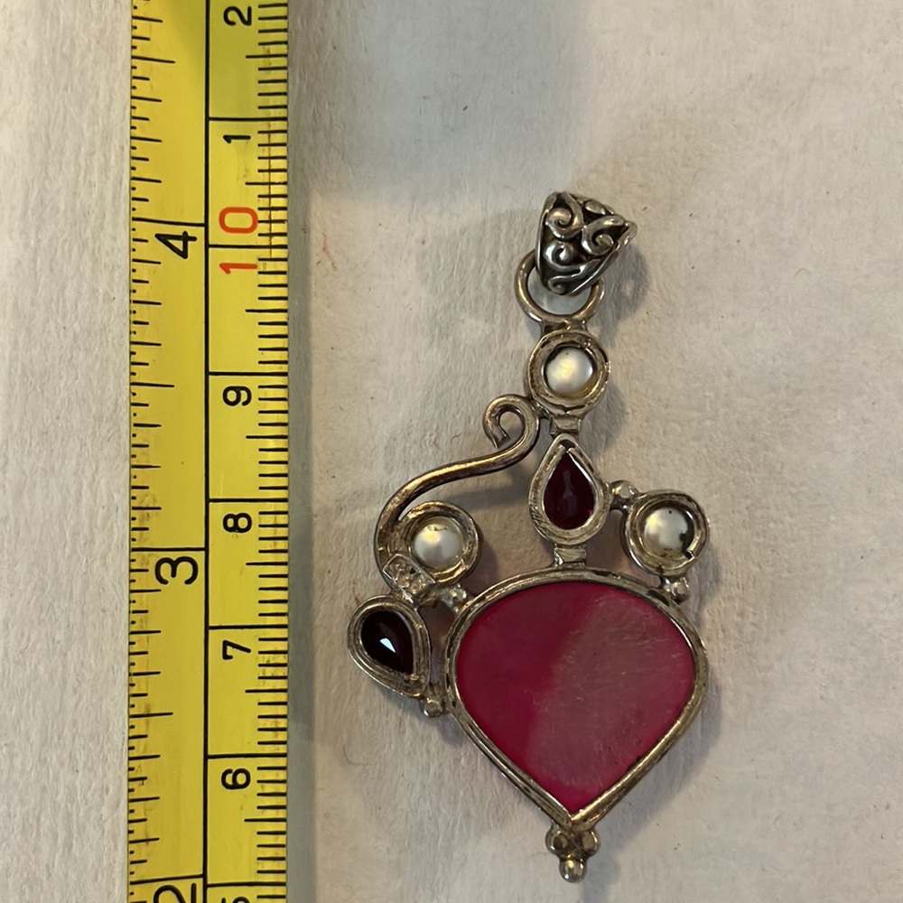 Ladies beautiful sterling silver pendant with gemstone marked 925 - Picture 3 of 3